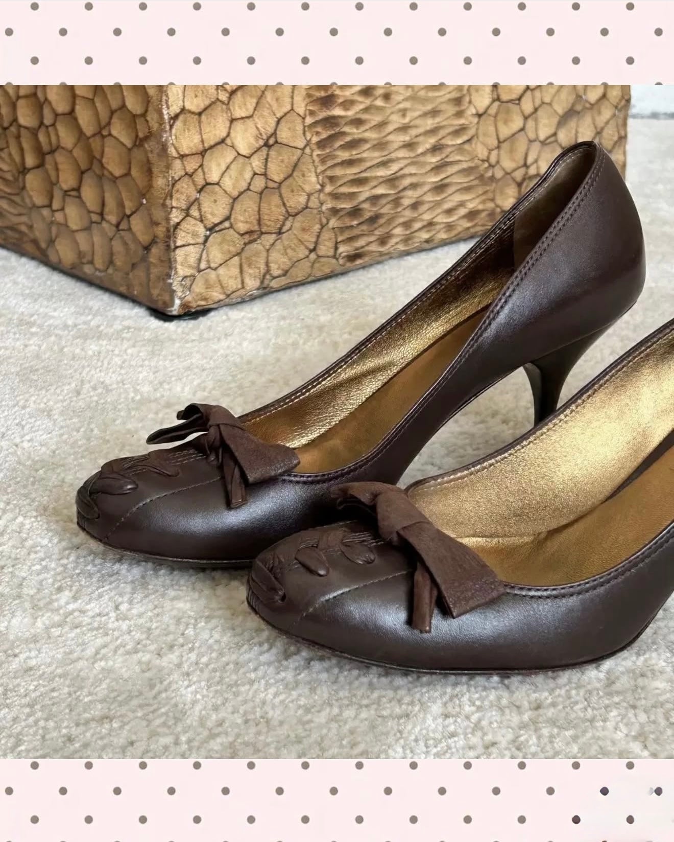 Brown bow tie heels size 37eu