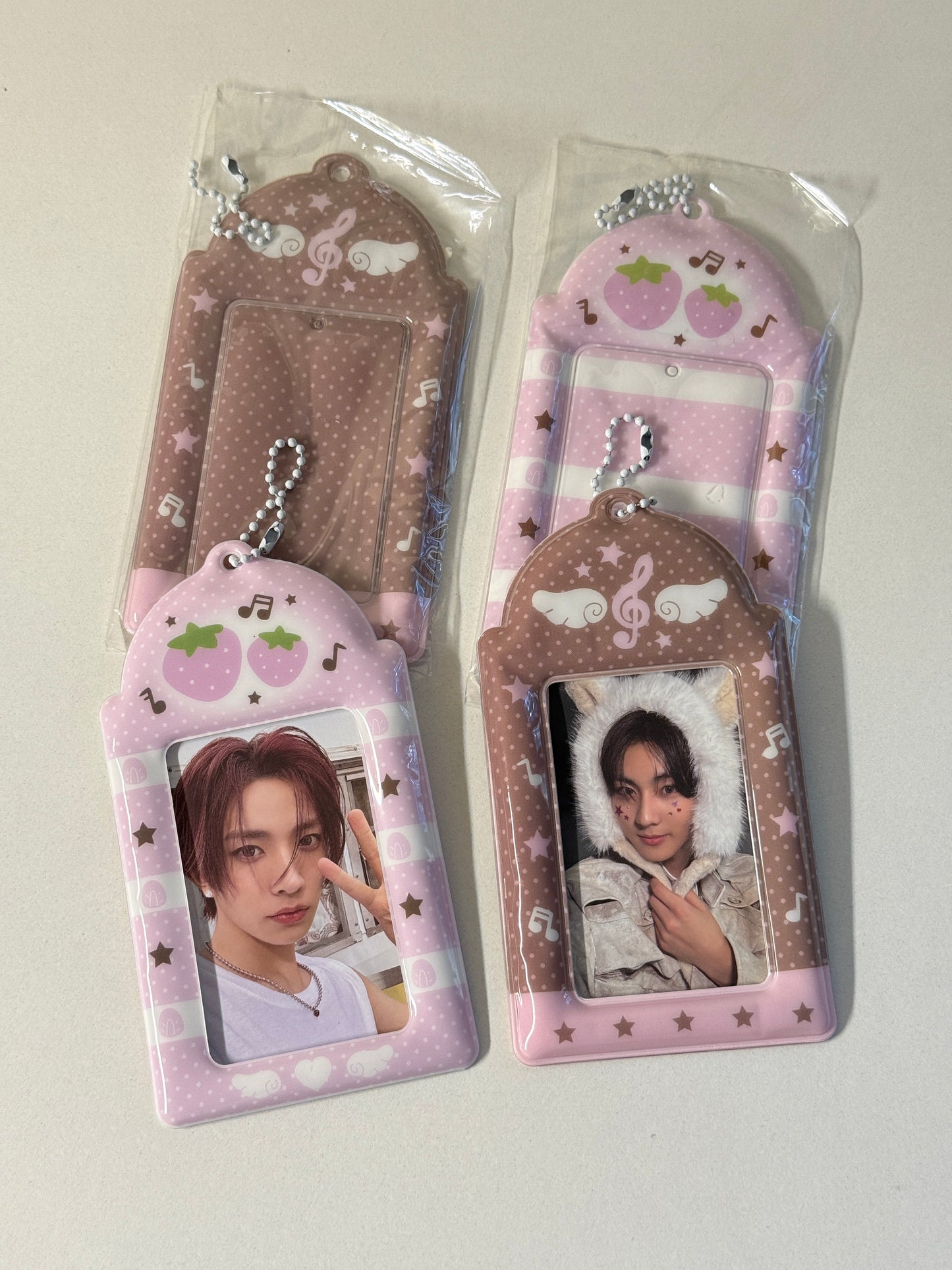 Pink and brown PC holders