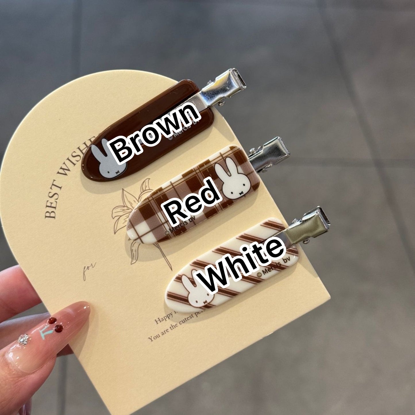 Brown miffy hairclips