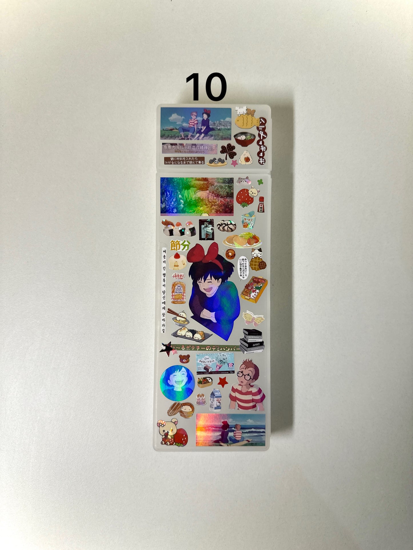 Two compartment decorated Muji pencil case